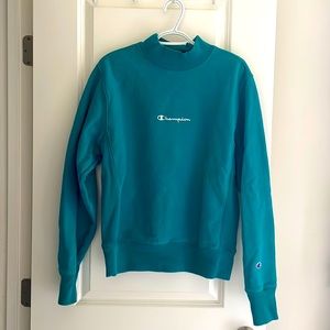 Champion teal mock neck sweatshirt